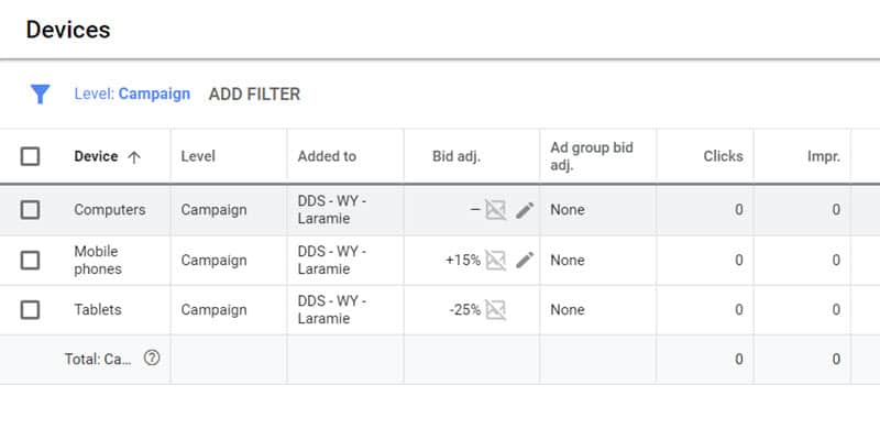 Google Ads device bid adjustments for computers, mobile, and tablets