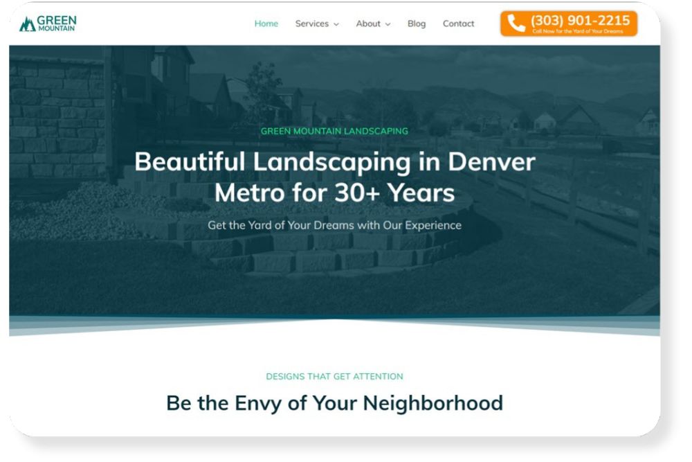 Landscaping website layout designed to convert visitors into booked jobs